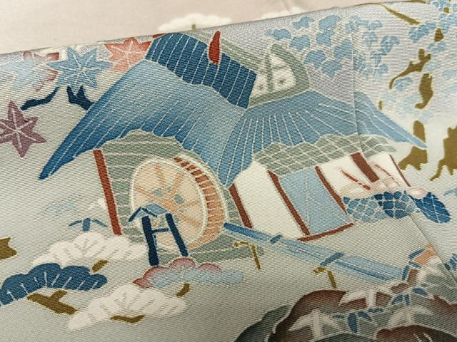 平和屋着物●本加賀友禅作家　芦原敏成　訪問着　松竹梅風景文　暈し染め　正絹　逸品　AAAY6628zg 平和屋着物○本加賀友禅作家 芦原敏成 訪問着 松竹梅風景文 暈