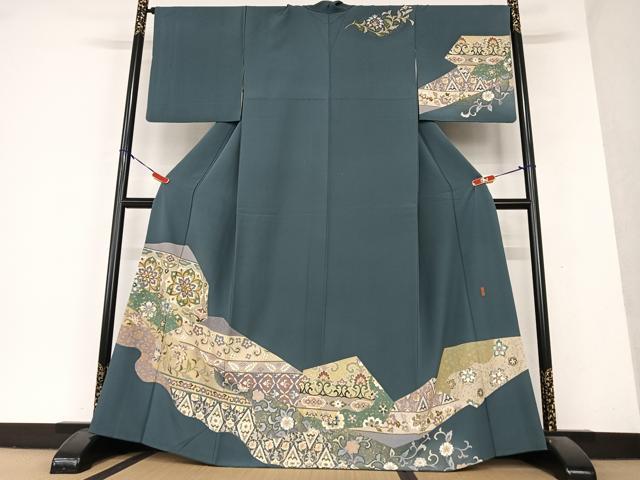 平和屋着物●訪問着　作家物　道長更紗花文　金彩　正絹　逸品　AAAY6640zg