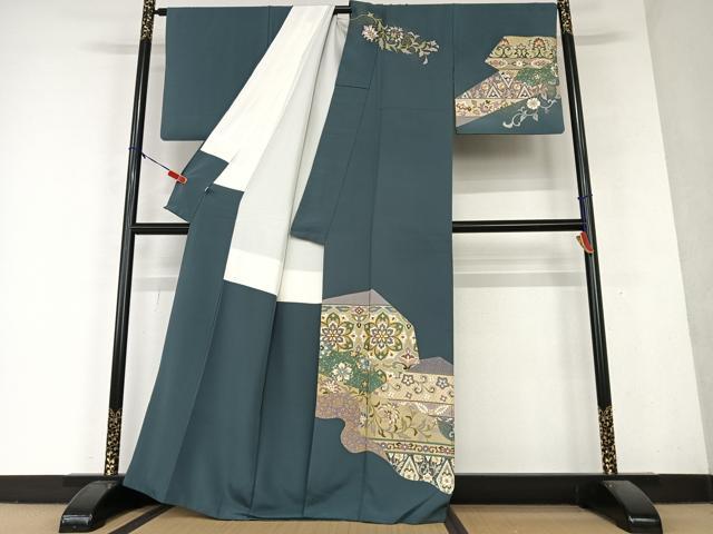 平和屋着物●訪問着　作家物　道長更紗花文　金彩　正絹　逸品　AAAY6640zg 平和屋着物○訪問着 作家物 道長更紗花文 金彩 正絹 逸品 AAAY6640zg