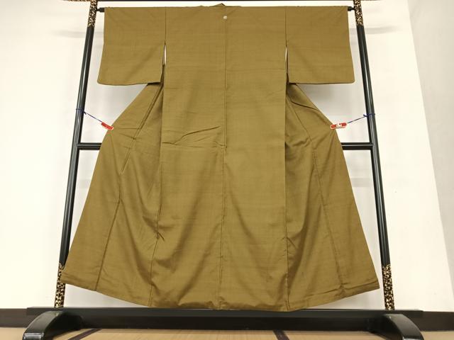 平和屋着物●上質な紬　色無地　黄枯茶色　正絹　逸品　AAAY6644zg 平和屋着物○上質な紬 色無地 黄枯茶色 正絹 逸品 AAAY6644zg 平和