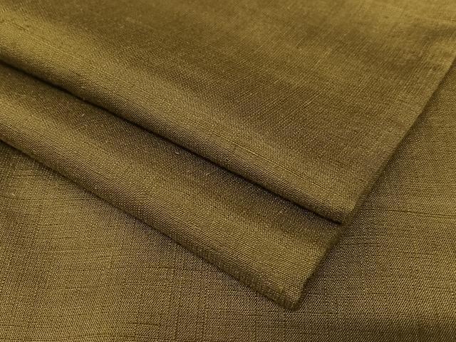 平和屋着物●上質な紬　色無地　黄枯茶色　正絹　逸品　AAAY6644zg