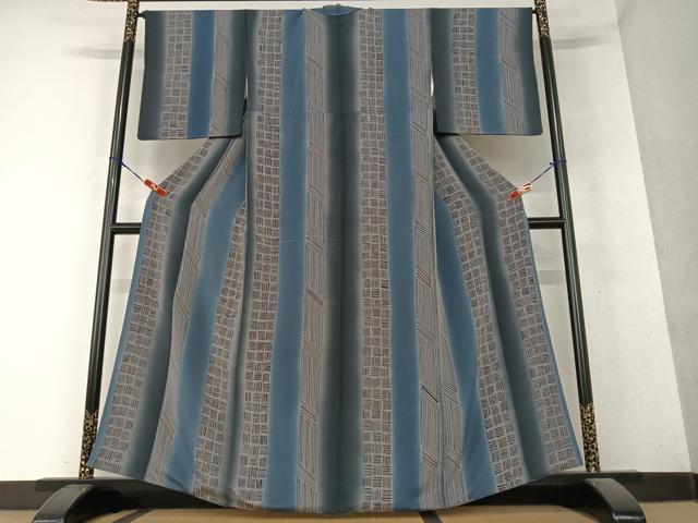 平和屋着物○上質な小紋 網代文様 鬼しぼ縮緬 正絹 逸品 AAAY6651zg