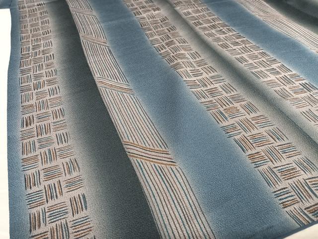 平和屋着物○上質な小紋 網代文様 鬼しぼ縮緬 正絹 逸品 AAAY6651zg