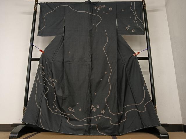 平和屋着物○本場染大島紬 訪問着 舞桜 正絹 逸品 未使用 AAAY6653zg