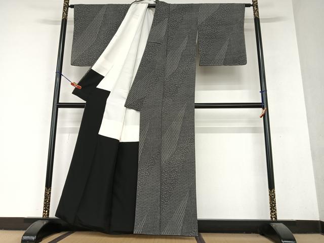 平和屋着物○内田秀一 江戸小紋 吉祥花文 黒地 正絹 逸品 AAAY6670zg 平和