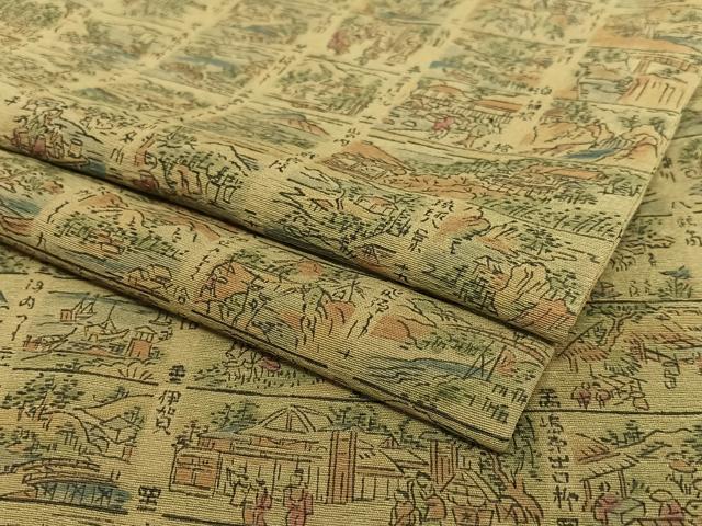 平和屋着物●友禅師・京の名工・伝統工芸士・樽本伊勢蔵　小紋　名所風景文　正絹　逸品　AAAY6675zg