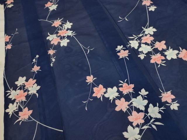 平和屋着物＊夏物 小紋 絽 枝花文 洗える着物 AAAY6739sx 楽天