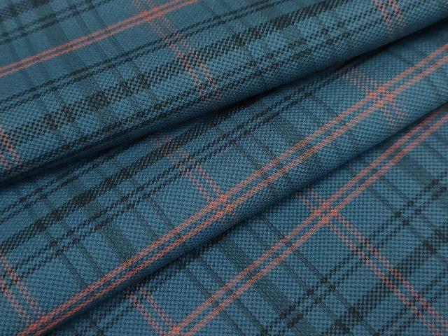 平和屋着物▽上質な紬　単衣　八丈織　市松綾織　格子　正絹　逸品　AAAY6973sx