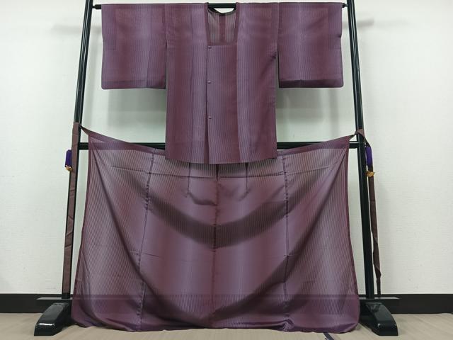 平和屋着物▽道行コート　二部式　スリーシーズン　春夏秋　塵除け　縞　やまと誂製　正絹　逸品　AAAY7244jh