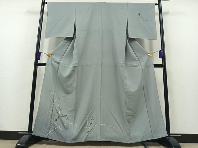 平和屋着物▽訪問着　単衣　手描き　枝花文　正絹　逸品　AAAY7248jh