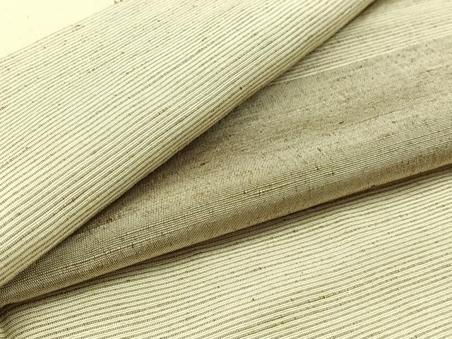 平和屋着物▽上質な紬　単衣　横段文　正絹　逸品　AAAY7252jh