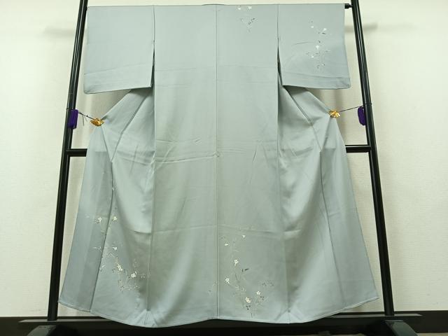 平和屋着物▽訪問着　単衣　草花文　正絹　逸品　AAAY7257jh