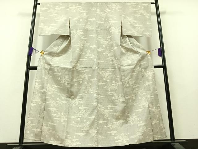 平和屋着物▽上質な紬 単衣 縞 正絹 逸品 AABB8030jh 平和屋着物