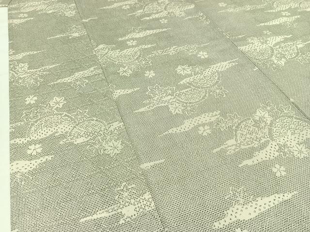 平和屋着物▽本場大島紬 白大島 単衣 籬花文 正絹 逸品 AAAY7258jh