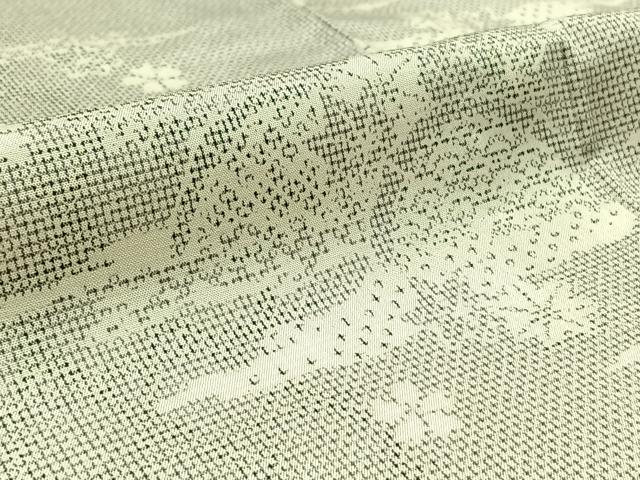 平和屋着物▽本場大島紬 白大島 単衣 籬花文 正絹 逸品 AAAY7258jh