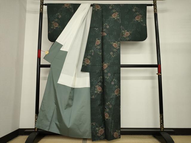 平和屋着物○本場大島紬 カタス9マルキ 花蔦草文 正絹 逸品 AAAY7361ck