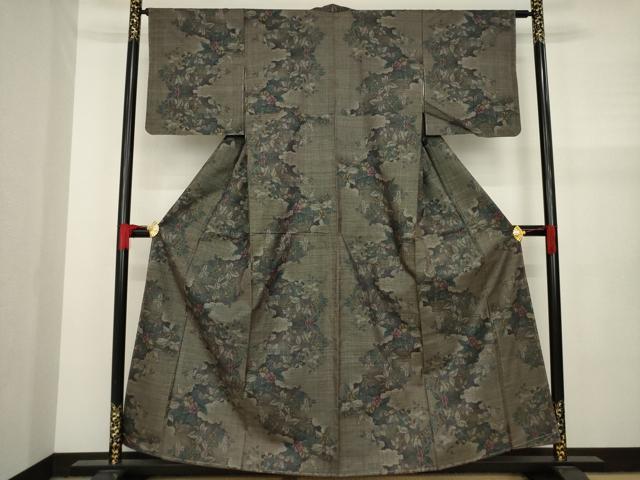 平和屋着物○上質な紬 椿 正絹 逸品 CAAU3198yc