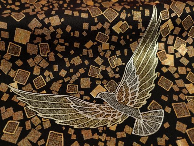 平和屋着物○染色作家 斉藤三才 振袖 駒刺繍 飛鳥文 暈し染め