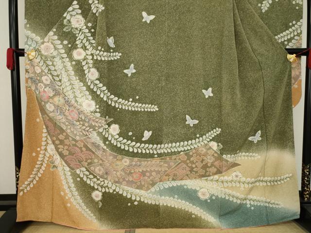 平和屋着物○豪華振袖 辻が花 鬘帯花文 暈し染め 金彩 正絹