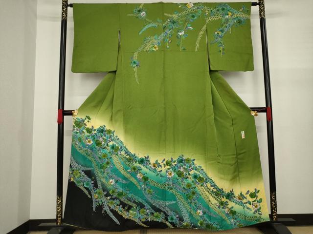 平和屋着物●訪問着　作家物　辻が花　舞花文　正絹　逸品　AAAY7398ck 平和屋着物○訪問着 作家物 辻が花 舞花文 正絹 逸品 AAAY7398ck