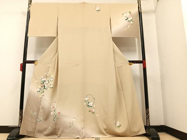 平和屋着物●訪問着　友禅　枝花文　暈し染め　正絹　逸品　AAAY7885ph