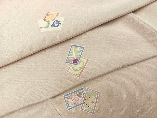 平和屋着物●上質な小紋　友禅　かるた　カルタ　正絹　逸品　AAAY7906ph