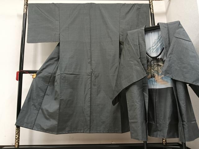 平和屋着物●男性　紬　アンサンブル　正絹　逸品　未使用　AAAY7926ph