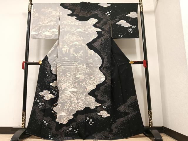 平和屋着物●訪問着　絞り　刺繍　松竹梅草花文　金彩　正絹　逸品　AAAY7933ph