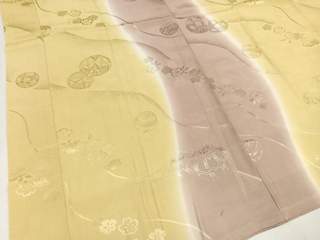 平和屋着物●振袖用長襦袢　無双仕立て　花舞地紋　暈し染め　半衿刺＆#32353；　正絹　逸品　AAAY7954ph 平和屋着物○振袖用長襦袢 無双仕立て 花舞地紋 暈し染め 半