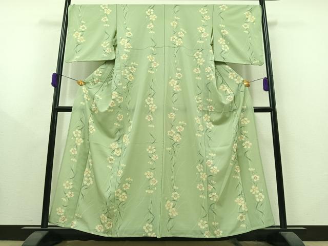 平和屋着物▽上質な小紋　単衣　草花文　正絹　逸品　AAAY8306jh