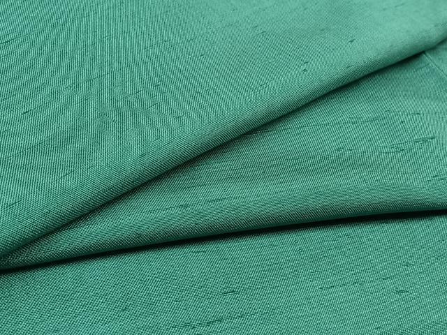 平和屋着物▽上質な紬　色無地　単衣　青緑色　正絹　逸品　AAAY8312jh