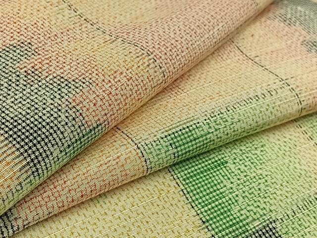 平和屋着物▽上質な紬　単衣　霞文　正絹　逸品　AAAY8316jh