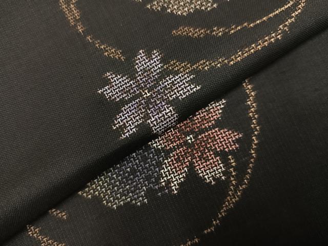 単衣 正絹夏大島のような夏紬黒 絣 やまと誂え ワイドトール