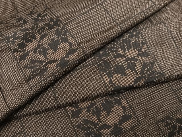 平和屋着物●上質な紬　色紙枝花文　正絹　逸品　AAAY8646ph