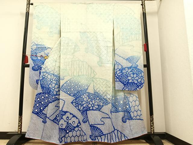 平和屋着物●豪華振袖　絞り　扇面吉祥花文　正絹　逸品　AAAY8663ph