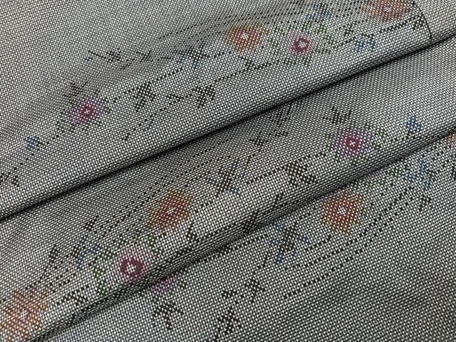 平和屋着物●本場大島紬　一元7マルキ　草花文　正絹　逸品　AAAY8674ph