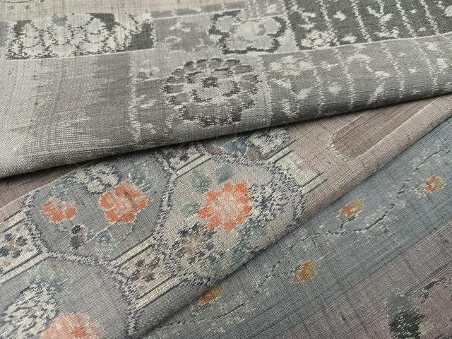 平和屋着物●小千谷紬　草花文　正絹　逸品　AAAY8676ph