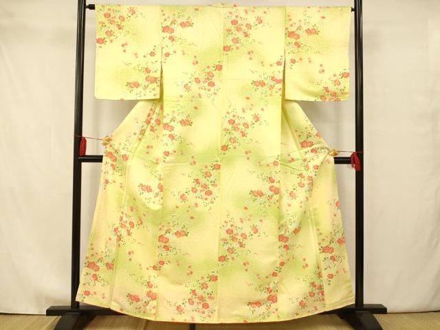 平和屋着物○上質な小紋 型染め 草花文 正絹 逸品 AAAX0588zg