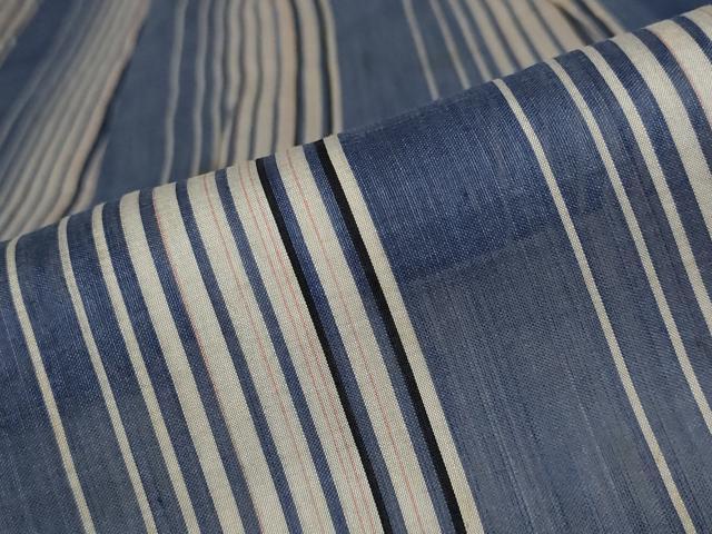 平和屋着物＊夏物 小紋 絽 横縞 暈し染め 正絹 逸品 AAAY2956fy