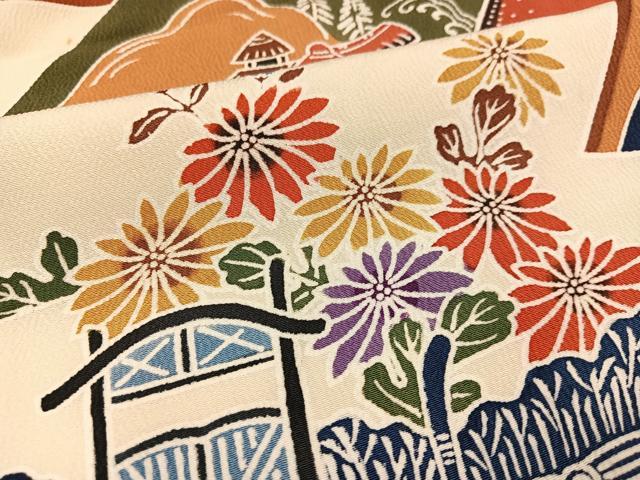 平和屋着物○豪華振袖 紅型 風景花鳥舞蝶文 正絹 逸品 AAAY8932ph 振袖