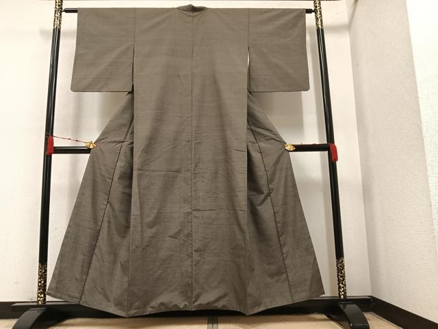 平和屋着物●結城紬　色無地　丼鼠色　正絹　逸品　AAAY8977ph 平和屋着物○結城紬 色無地 丼鼠色 正絹 逸品 AAAY8977ph