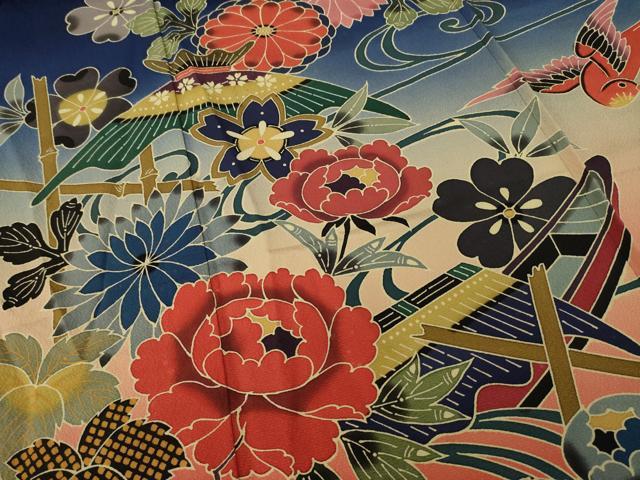 平和屋□極上 手ざし京紅型染・宮崎紅型 宮崎良次 振袖 光琳