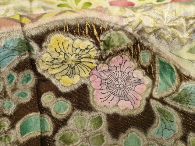 平和屋着物○豪華振袖 絞り 辻が花 遠山花文 金彩 金通し地 正絹 逸品