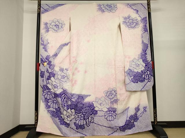 平和屋着物●豪華振袖　総絞り　鬘帯花文　正絹　逸品　AAAY9006ck