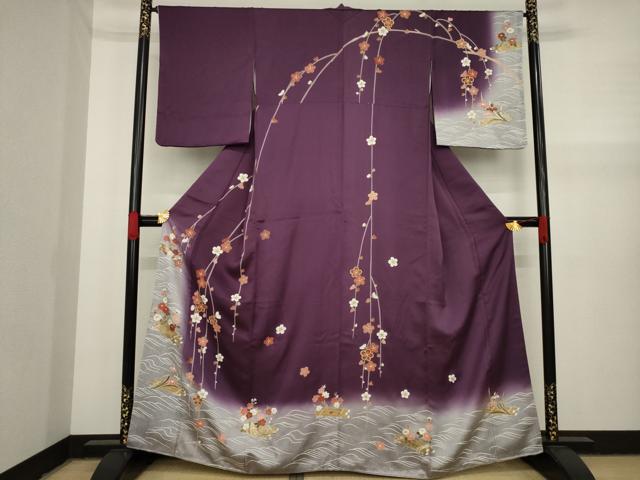 平和屋着物●訪問着　花筏文　暈し染め　金彩　正絹　逸品　AAAY9030ck