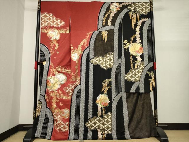 平和屋着物●豪華振袖　絞り　刺繍　花丸文　金彩　正絹　逸品　AAAY9040ck