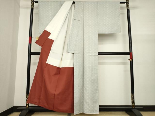 平和屋着物○お召 麻の葉文様 正絹 逸品 AAAY9055ck