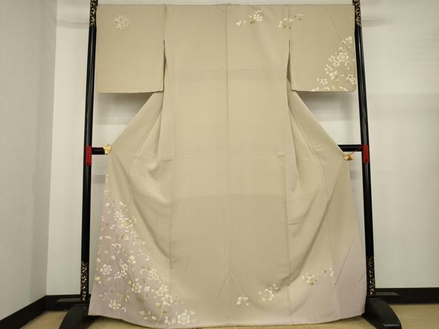 平和屋着物●訪問着　刺繍　花唐草文　暈し染め　金糸　金彩　正絹　逸品　AAAY9079ck