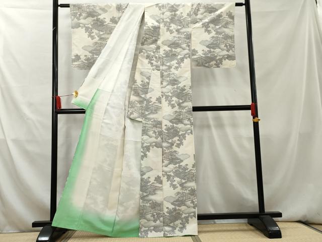 平和屋着物□上質な紬 雲取り風景文 正絹 逸品 未使用 CAAQ7628ev