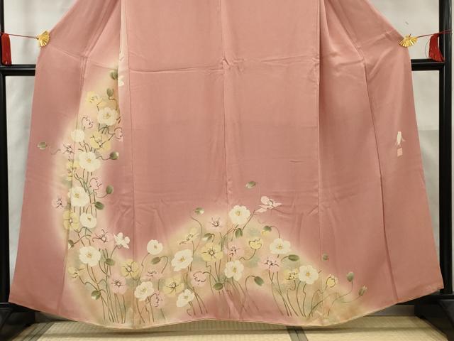 平和屋着物▽東京友禅 菅有鬼一 訪問着 手描き 枝花文